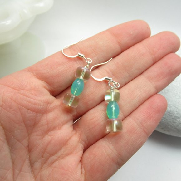 Uranium glass bead earrings - Picture 7 of 14